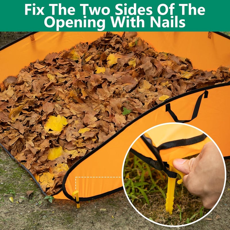 LFUTARI 140 Gallon Pop up Leaf Collector, Foldable Lawn Leaf Pick Up Bag Tool, Large Yard Dustpan Type Garden Bag, Reusable Yard Waste Bags for Cleaning Up Weeds Branches Waste Trash Debris - Image 4